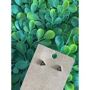 Black crystal triangle earrings (second hole?) BOGO FREE